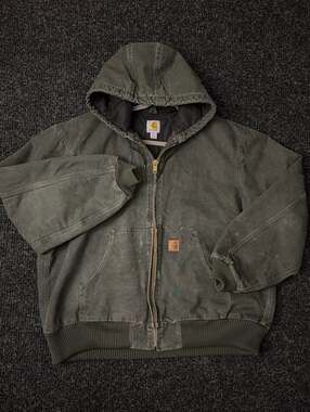 Vintage Carhartt J130 MOS Moss Green Quilted Lined Active Jacket XL